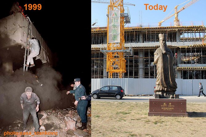 NATO Bombing of Belgrade Private Tour - The RTS building and the question at the memorial